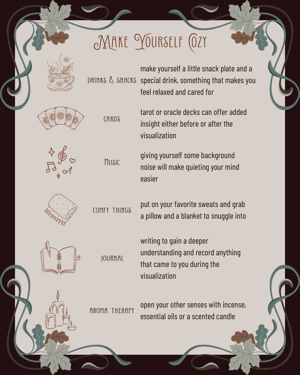 a list of suggestions to make a ritual practice cozy and your own